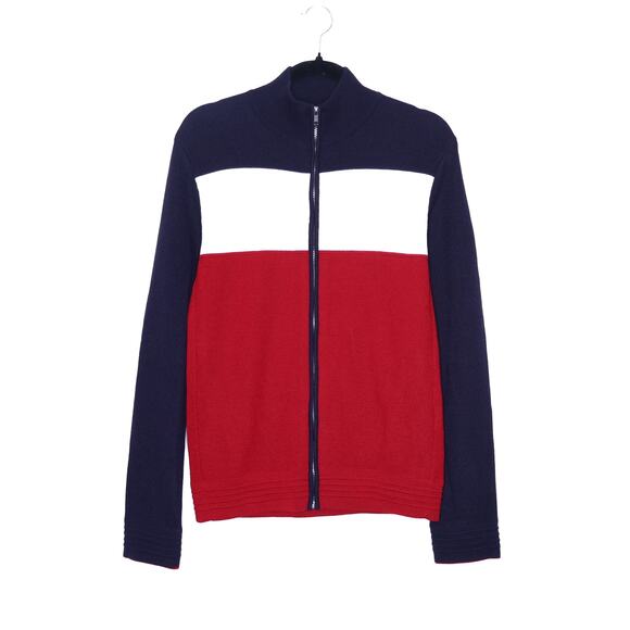 CASTELLI Armando Sweatshirt Savile Blue Red Off White Full Zip High Neck Men's M - Picture 2 of 15